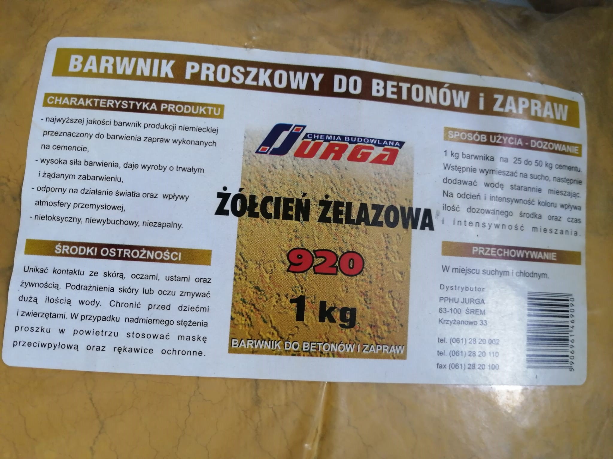 COLORANT GALBEN 1KG - pentru mortare si tencuieli, betoane, pavele, borduri - imagine 2